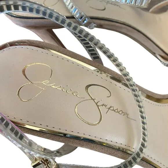 Jessica Simpson Jileta Crystals Mirror Embellished High Heel Sandals size 8.5