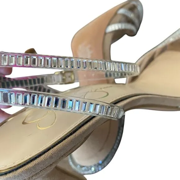 Jessica Simpson Jileta Crystals Mirror Embellished High Heel Sandals size 8.5