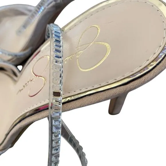 Jessica Simpson Jileta Crystals Mirror Embellished High Heel Sandals size 8.5