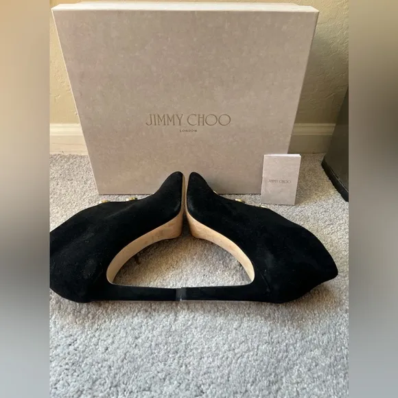 Jimmy Choo black suede ankle boots box and dust bag included Runs small.