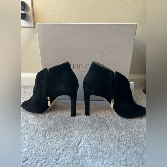 Jimmy Choo black suede ankle boots box and dust bag included Runs small.