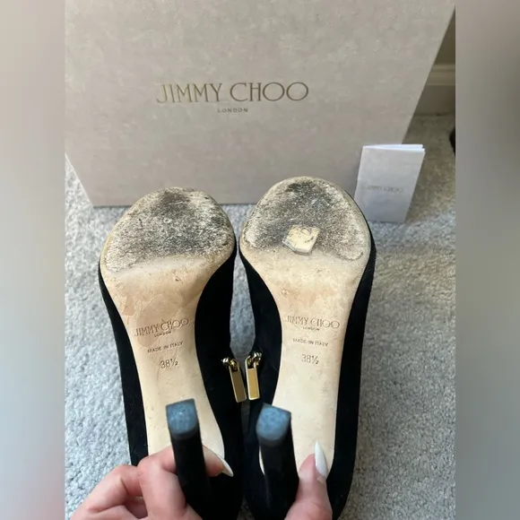 Jimmy Choo black suede ankle boots box and dust bag included Runs small.
