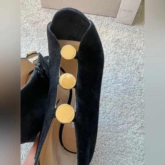 Jimmy Choo black suede ankle boots box and dust bag included Runs small.