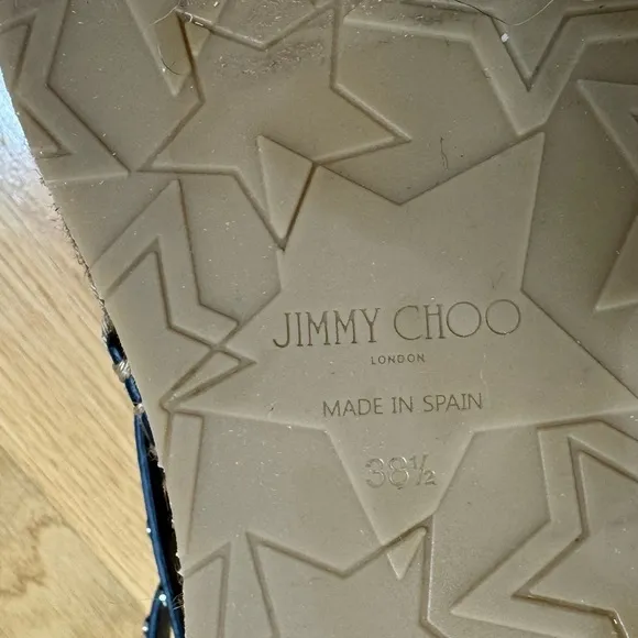 Jimmy Choo Leather Sandals EspadrillesDenise Flat Studded Sling-backs Shoe 38.5