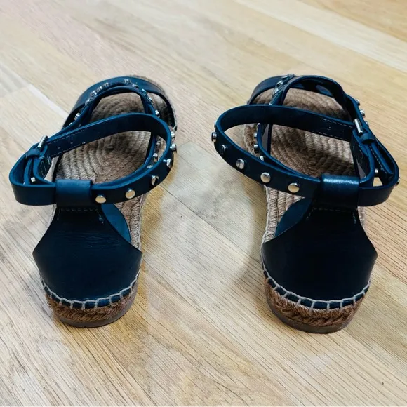 Jimmy Choo Leather Sandals EspadrillesDenise Flat Studded Sling-backs Shoe 38.5