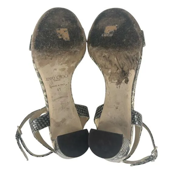 Jimmy Choo Marine 65 Snake-Embossed High-Heel Sandals