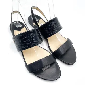 Jimmy Choo Seia Slingback Sandals Black Strappy Flat Croc Leather Sz 37 / 7