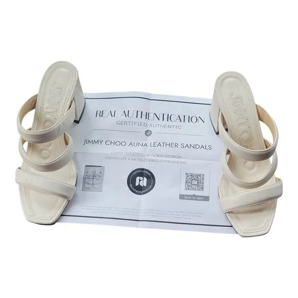 Jimmy Choo Slide Sandals &quot;Auna&quot; with Cert of Authenticity White Leather Slip On