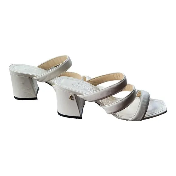 Jimmy Choo Slide Sandals &quot;Auna&quot; with Cert of Authenticity White Leather Slip On