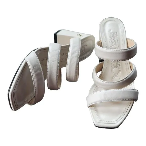 Jimmy Choo Slide Sandals &quot;Auna&quot; with Cert of Authenticity White Leather Slip On