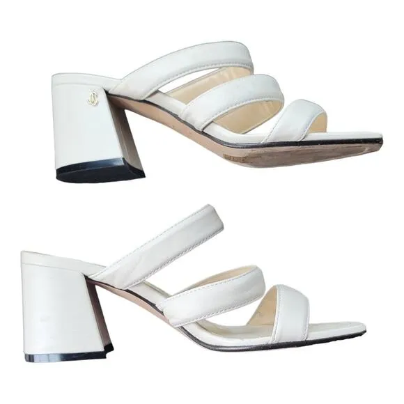 Jimmy Choo Slide Sandals &quot;Auna&quot; with Cert of Authenticity White Leather Slip On