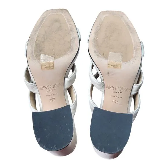 Jimmy Choo Slide Sandals &quot;Auna&quot; with Cert of Authenticity White Leather Slip On
