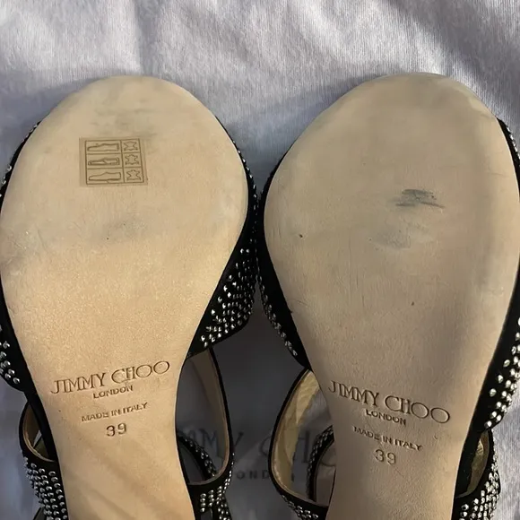 Jimmy Choo Virtue Black Suede Silver Micro Stud Heels