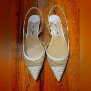 Jimmy Choo White Slingback Sandals