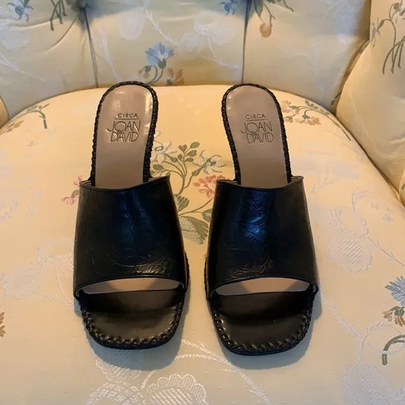 Joan&amp;David beautiful new never worn leather embossed etched sandals