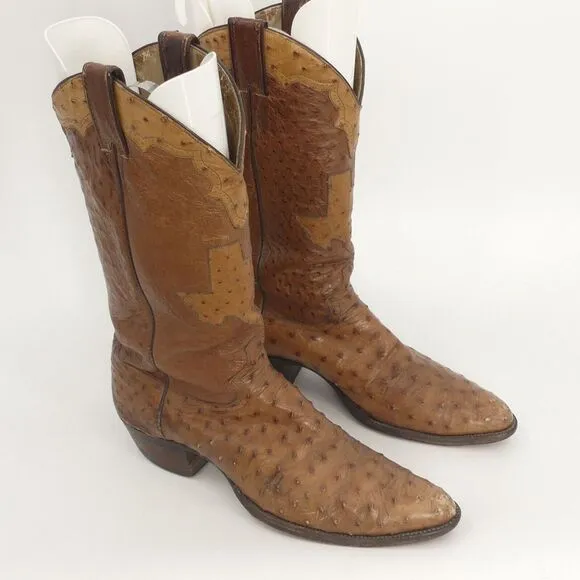 John Justin Signature Edition Signed Cowboy Boots Ostrich‎ 322/1000 10.5B