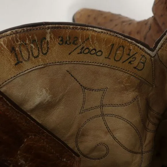 John Justin Signature Edition Signed Cowboy Boots Ostrich‎ 322/1000 10.5B