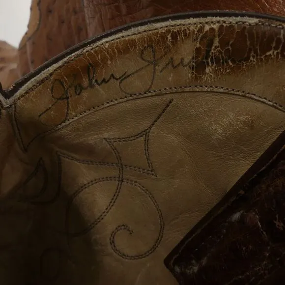 John Justin Signature Edition Signed Cowboy Boots Ostrich‎ 322/1000 10.5B