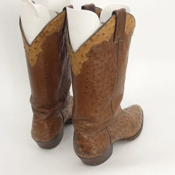John Justin Signature Edition Signed Cowboy Boots Ostrich‎ 322/1000 10.5B