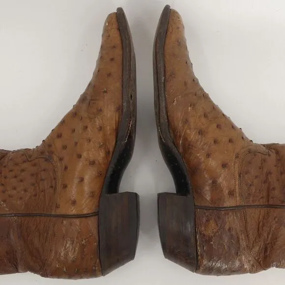 John Justin Signature Edition Signed Cowboy Boots Ostrich‎ 322/1000 10.5B