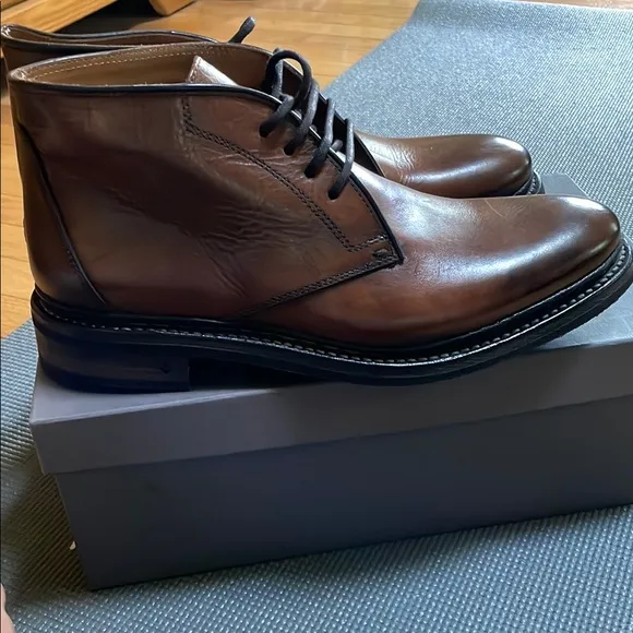 John Varvatos Chukka Boots Brown Leather Classic Design