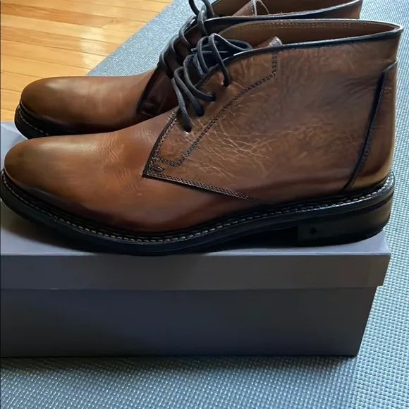 John Varvatos Chukka Boots Brown Leather Classic Design