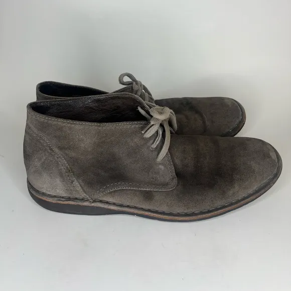 john varvatos chukka boots Men Size 12M Gray Suede Leather Lace Up Casual