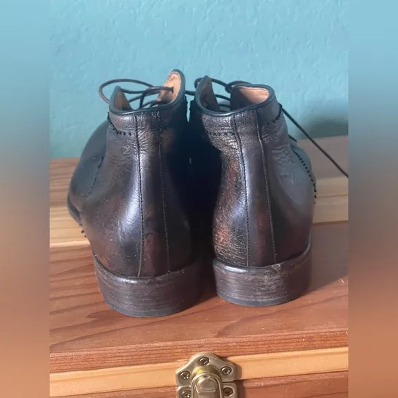 JOHN VARVATOS Italy Handmade Men Brown Leather Ankle Boots 10.5