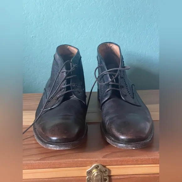 JOHN VARVATOS Italy Handmade Men Brown Leather Ankle Boots 10.5
