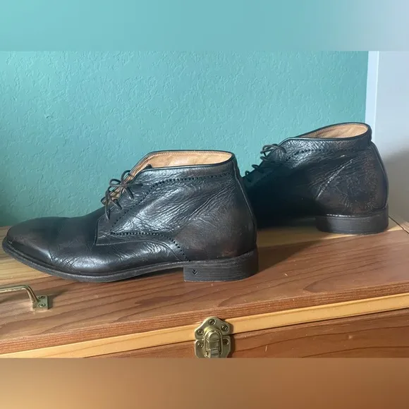 JOHN VARVATOS Italy Handmade Men Brown Leather Ankle Boots 10.5