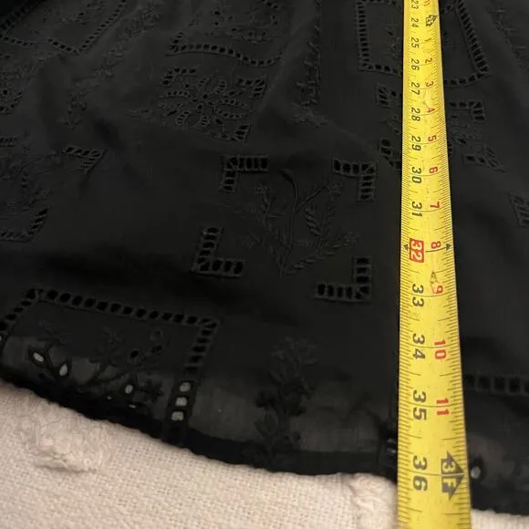 Johnny Was Ella Mini Dress Embroidered Black Lace Cotton Silk Blend LBD Size XS