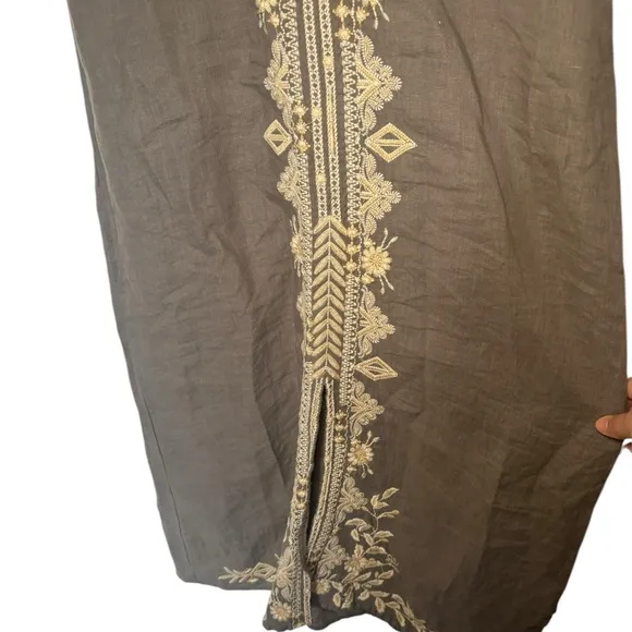 Johnny Was Embroidered Linen Tank Dress