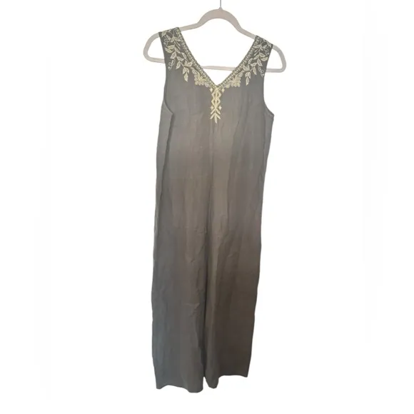 Johnny Was Embroidered Linen Tank Dress