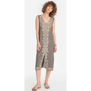 Johnny Was Embroidered Linen Tank Dress