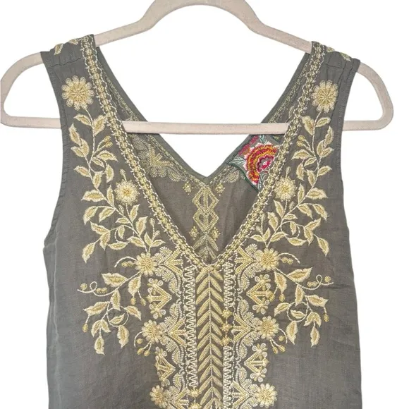 Johnny Was Embroidered Linen Tank Dress