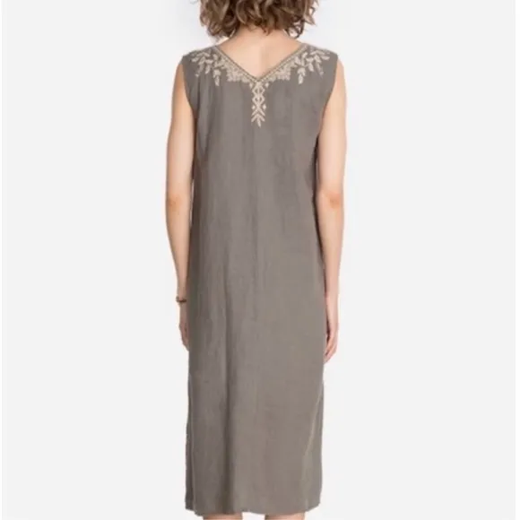 Johnny Was Embroidered Linen Tank Dress
