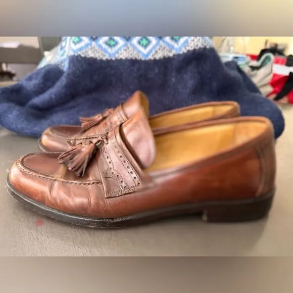 Johnson &amp; Murphy Horner Brown Leather Tassel Loafers size 9(m) or 7 (f)