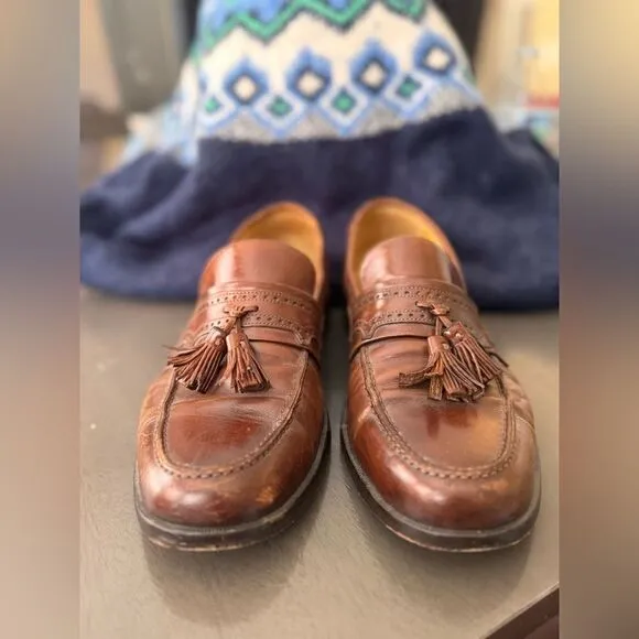 Johnson &amp; Murphy Horner Brown Leather Tassel Loafers size 9(m) or 7 (f)