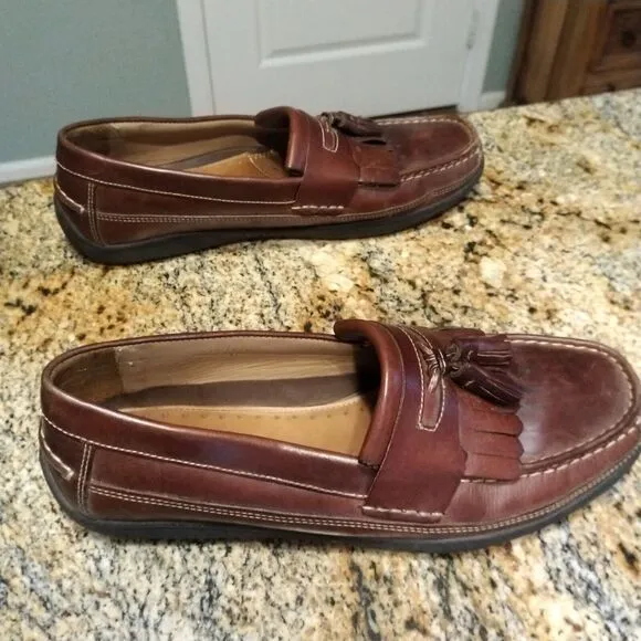 Johnston &amp; Murphy Brown Fowler Kiltie Tassel Leather Loafers 25-8334 Men's Sz 9M