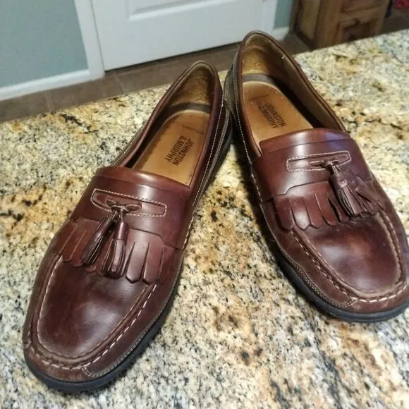 Johnston &amp; Murphy Brown Fowler Kiltie Tassel Leather Loafers 25-8334 Men's Sz 9M
