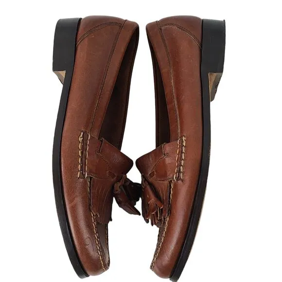 Johnston &amp; Murphy brown leather tasseled loafers size 9.5M