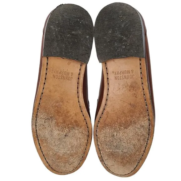 Johnston &amp; Murphy brown leather tasseled loafers size 9.5M