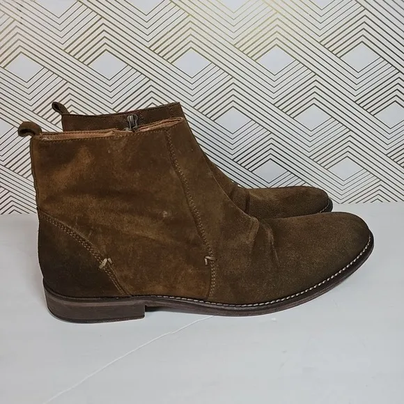 Johnston &amp; Murphy Chelsea Boots Mens 10 Suede Brown Zipper Comfort Made In Italy