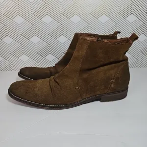 Johnston &amp; Murphy Chelsea Boots Mens 10 Suede Brown Zipper Comfort Made In Italy