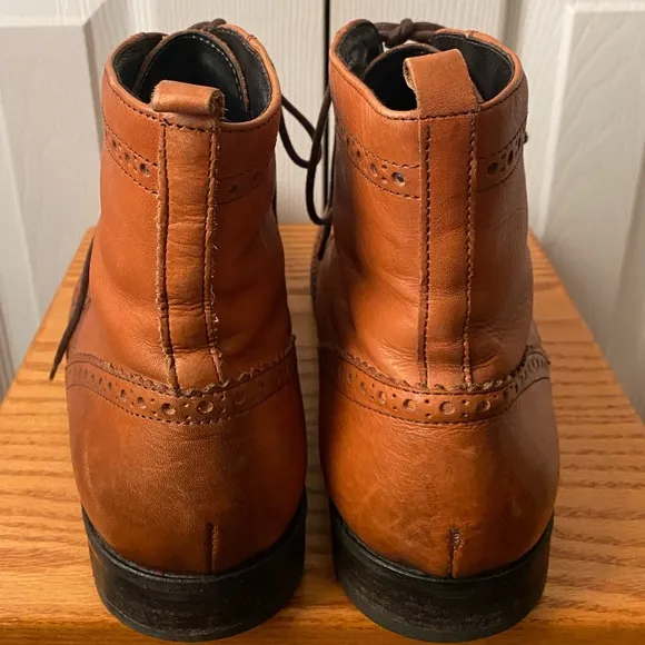 Johnston &amp; Murphy Cognac Leather Wingtip Chukka Boots SZ 10