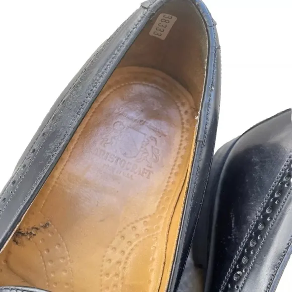 Johnston &amp; Murphy Crown Aristocraft  Black Leather Tassel Loafers Men 10 D USA