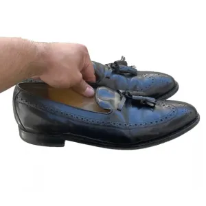 Johnston &amp; Murphy Crown Aristocraft  Black Leather Tassel Loafers Men 10 D USA