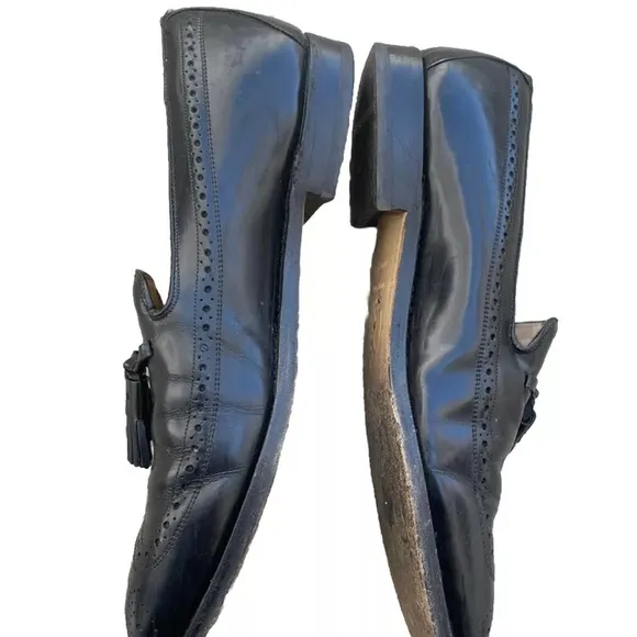 Johnston &amp; Murphy Crown Aristocraft  Black Leather Tassel Loafers Men 10 D USA