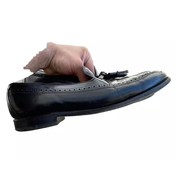 Johnston &amp; Murphy Crown Aristocraft  Black Leather Tassel Loafers Men 10 D USA