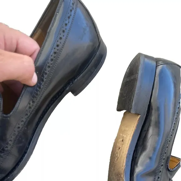 Johnston &amp; Murphy Crown Aristocraft  Black Leather Tassel Loafers Men 10 D USA
